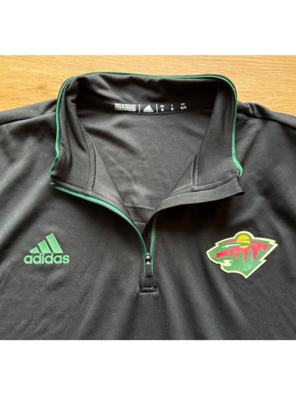 Adidas NHL Minnesota Wild Black Long-Sleeve 1/4 Zip Pullover Shirt Mens Size XL